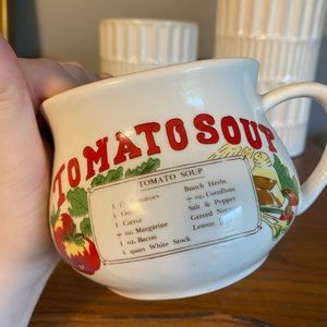 Vintage retro tomato soup recipe mug cup bowl